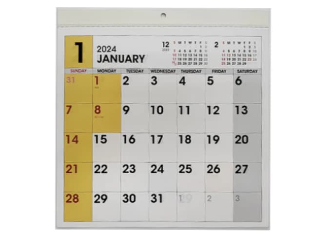 壁掛けカレンダー（正方形、12カラー）